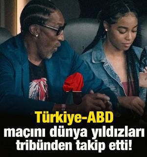 T&uuml;rkiye-ABD ma&ccedil;ını d&uuml;nya yıldızları trib&uuml;nden takip etti! Brad Pitt Paris Hilton ve dahası
