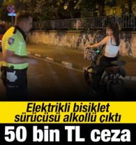 Elektrikli bisiklet s&uuml;r&uuml;c&uuml;s&uuml; alkoll&uuml; &ccedil;ıktı, 50 bin TL ceza kesildi
