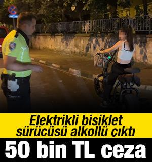 Elektrikli bisiklet s&uuml;r&uuml;c&uuml;s&uuml; alkoll&uuml; &ccedil;ıktı, 50 bin TL ceza kesildi