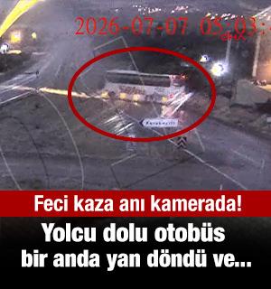 Yolcu dolu otob&uuml;s yolda buz pistindeymiş gibi kaydı