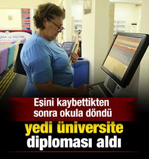 Eşini kaybettikten sonra okula d&ouml;nd&uuml;, yedi &uuml;niversite diploması aldı