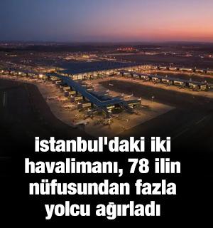 İstanbul'daki iki havalimanı, 78 ilin n&uuml;fusundan fazla yolcu ağırladı