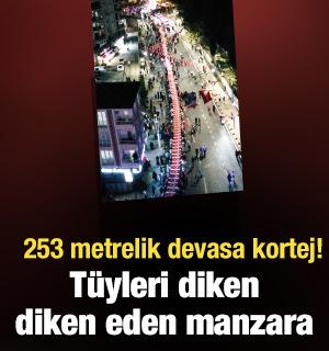 Esenler'de t&uuml;yleri diken diken eden manzara: 253 metrelik devasa kortej!