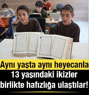 İkiz kardeşler azmetti: 13 yaşında birlikte hafızlığa ulaştılar!