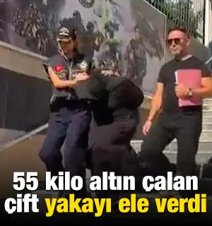 55 kilo altın &ccedil;alan &ccedil;ift yakayı ele verdi