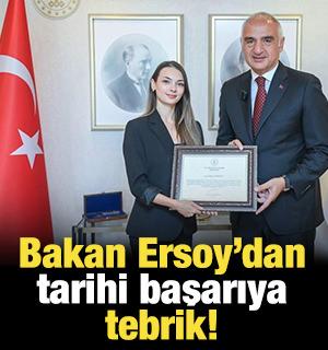 Bakan Ersoy, Bolşoy Tiyatrosu'nda tarihi başarıya imza atan Nilay Tahiroğlu'nu tebrik etti