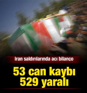 İran saldırılarında acı bilan&ccedil;o: 53 can kaybı, 529 yaralı