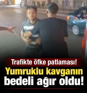 Trafikte &ouml;fke patlaması! Konya'da yumruklu kavga kamerada