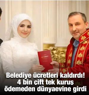 Belediye &uuml;cretleri kaldırdı! 4 bin &ccedil;ift tek kuruş &ouml;demeden d&uuml;nyaevine girdi