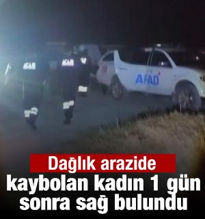 Dağlık arazide kaybolan kadın 1 g&uuml;n sonra sağ bulundu