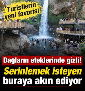 Serinlemek isteyenler akın ediyor! Kara&ccedil;ay Saklı Şelalesi turistlerin favorisi oldu