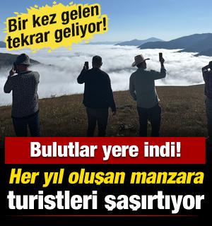 Bulutlar yere indi: G&uuml;m&uuml;şhane&rsquo;de doğanın eşsiz manzarası