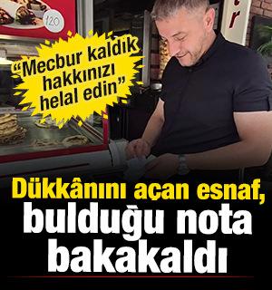 D&uuml;zce'de sabah d&uuml;kk&acirc;nını a&ccedil;an esnaf, bulduğu nota bakakaldı