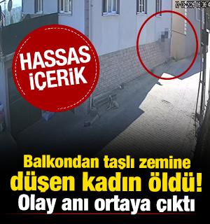 Zonguldak'ta balkondan d&uuml;şen kadın &ouml;ld&uuml;! Korkun&ccedil; anlar kaydedildi 