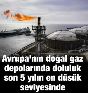 Avrupa'nın doğal gaz depolarında doluluk son 5 yılın en d&uuml;ş&uuml;k seviyesinde