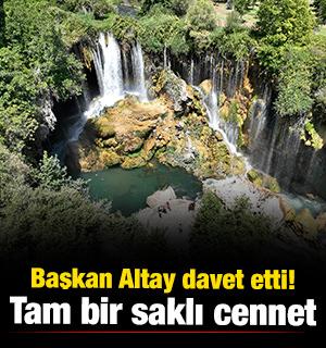 Başkan Altay, ziyaret&ccedil;ileri Hadim Yerk&ouml;pr&uuml; Şelalesi&rsquo;ni g&ouml;rmeye davet etti