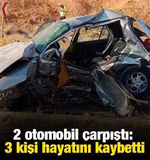 Feci kaza: 2 otomobil &ccedil;arpıştı: 3 kişi hayatını kaybetti