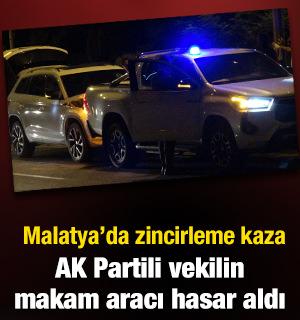 Malatya'da zincirleme kaza: AK Partili vekilin makam aracı hasar aldı