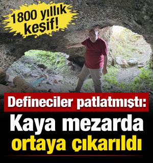 Definecilerin zarar vermesiyle bulundu! 1800 yıllık kaya mezar keşfedilmeyi bekliyor
