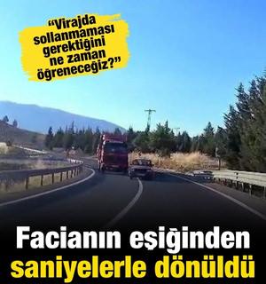 Hatalı sollama faciaya sebep oluyordu: Kafa kafaya &ccedil;arpışmadan saniyelerle kurtuldular