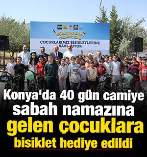 Konya'da 40 g&uuml;n camiye sabah namazına gelen &ccedil;ocuklara bisiklet hediye edildi 