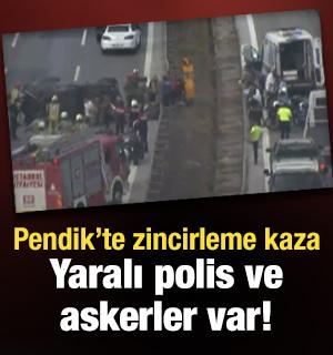 Pendik'te zincirleme kaza: İkisi polis &uuml;&ccedil; kişi yaralandı