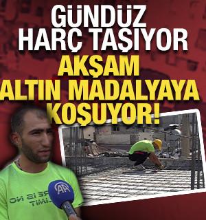 G&uuml;nd&uuml;z har&ccedil; taşıyor, akşam altın madalyaya koşuyor: İşte ger&ccedil;ek azim!