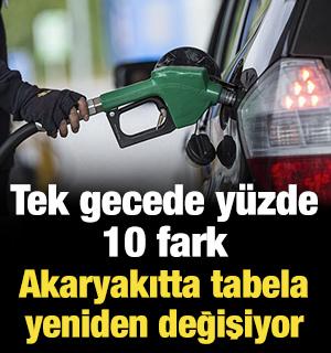 Tek gecede y&uuml;zde 10 fark: Akaryakıtta tabela yeniden değişiyor