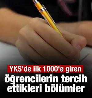 YKS'de ilk 1000'e giren &ouml;ğrencilerin tercih ettikleri b&ouml;l&uuml;mler