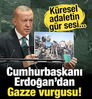 K&uuml;resel adaletin g&uuml;r sesi: Cumhurbaşkanı Erdoğan BM Genel Kurulu'na damga vurdu!