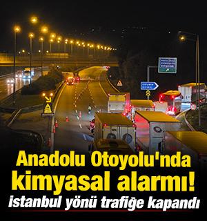 Anadolu Otoyolu'nda kimyasal alarmı! İstanbul y&ouml;n&uuml; trafiğe kapandı
