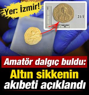 Denizden altın sikke &ccedil;ıktı! İzmir&rsquo;de amat&ouml;r dalgı&ccedil;tan bin yılda bir olacak keşif