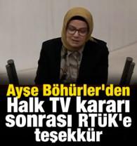 Ayşe B&ouml;h&uuml;rler'den Halk TV kararı sonrası RT&Uuml;K'e teşekk&uuml;r