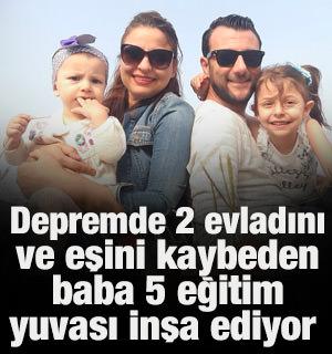 Depremde 2 evladını ve eşini kaybeden baba, 5 eğitim yuvasının inşasını s&uuml;rd&uuml;r&uuml;yor
