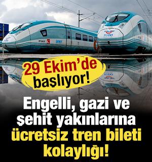 Engelli, gazi ve şehit yakınlarına &uuml;cretsiz tren bileti kolaylığı! 29 Ekim'de başlıyor...