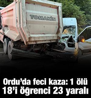 Ordu'da feci kaza: 1 &ouml;l&uuml;, 18'i &ouml;ğrenci 23 yaralı