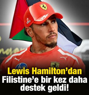 D&uuml;nyaca &uuml;nl&uuml; pilot Lewis Hamilton bir kez daha Filistin'e destek verdi! 