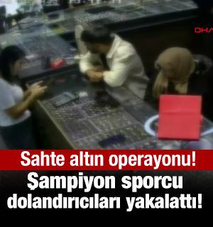 Şampiyon g&uuml;reş&ccedil;inin ihbarı sahte altın satanları yakalattı