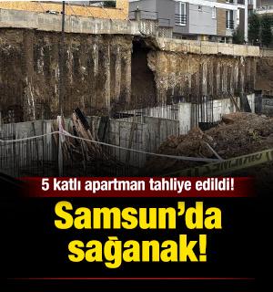 Atakum&rsquo;da sağanak: 5 katlı apartman tahliye edildi!