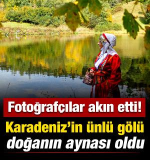 Rutav G&ouml;l&uuml; doğanın aynası oldu, Artvin&rsquo;de sonbahar renkleri g&ouml;renleri mest etti